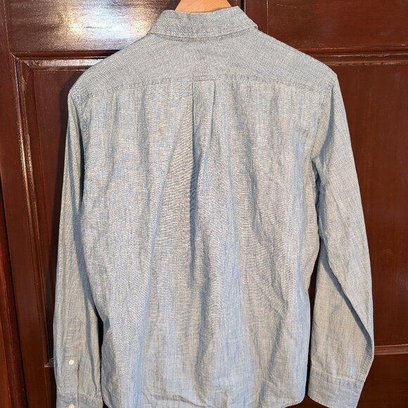 Lands' End Blue Chambray Shirt - Men's M Tailored Fit - Picture 3 of 5